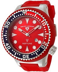 Swiss Legend Neptune Red Dial Red Rubber Sl 21818d 05 Rbl Watch