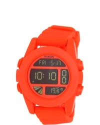 Nixon Unit A1971156 00 Red Rubber Quartz Watch With Digital Dial