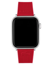 Lacoste Petit Pique Silicone Apple Watch Watchband In Red At Nordstrom