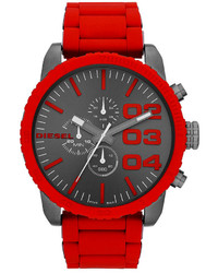 Diesel Red Chronograph Silicone Wrapped Bracelet Watch