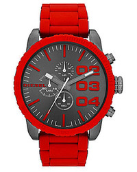 Diesel Red Chronograph Silicone Wrapped Bracelet Watch