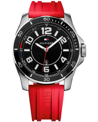 Tommy Hilfiger Red Silicone Strap Watch 43mm 1791048