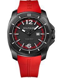 Tommy Hilfiger Red Silicone Strap Watch 46mm 1791112