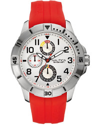 Nautica Red Silicone Strap Watch 47mm Nad12506g