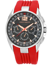 Vince Camuto Red Silicone Strap Watch 47mm Vc 1052rdsv