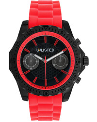 Unlisted Red Silicone Strap Watch 52mm 10024678
