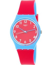 Swatch Blue Lampone Quartz Plastic And Silicone Casual Watch Colorpink