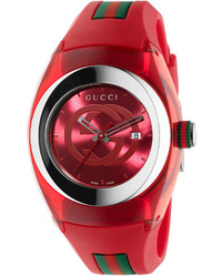 Gucci Sync Unisex Swiss Red And Green Rubber Strap Watch 36mm Ya137303