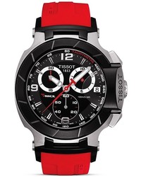 Tissot T Race Black Quartz Chronograph Red Rubber Watch 50mm