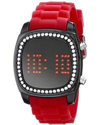 Tko Orlogi Tk571 Rd Crystalized Mirror Digital Red Rubber Strap Watch