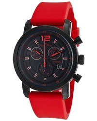 Lucien Piccard Toules Chrono Red Silicone Black Dial Red Accent