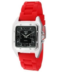 Trax Tr5132 Br Posh Square Red Rubber Black Dial Watch