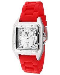 Trax Tr5132 Wr Posh Square Red Rubber White Dial Watch