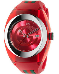 Gucci Unisex Red Sync Stainless Steel And Rubber Watch 46mm