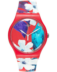 Swatch Unisex Swiss Mister Parrot Multicolor Print Silicone Strap Watch 41mm Suor105