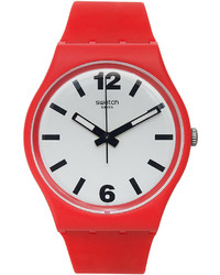 Swatch Unisex Swiss Red Pass Red Silicone Strap Watch 34mm Gr162