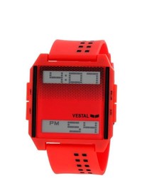 Vestal Digichord Ultra Thin Digital Plastic Watch Red Rubber Strap Red Dial Dig023