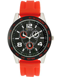 Unlisted Watch Chronograph Red Rubber Strap 46mm Ul1203