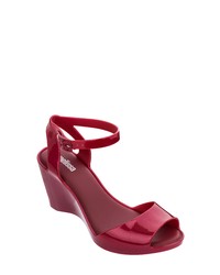 Red Rubber Wedge Sandals