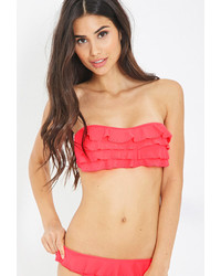 Red Ruffle Bikini Top