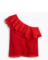 J.Crew Tall One Shoulder Ruffle Top In Eyelet