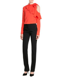 Emilio Pucci Top With Cut Out Shoulder And Ruffles Front
