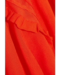 Preen Line Martina Ruffled Chiffon Maxi Dress Tomato Red