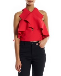 Red Ruffle Cropped Top