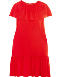 Vanessa Seward Delphes Ruffled Crepe De Chine Mini Dress Red
