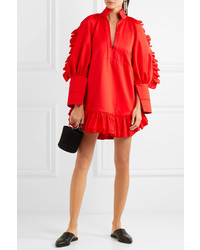 Ellery Kenickie Ruffled Cotton Twill Mini Dress Red