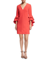 Milly Nicole Double Ruffled Bell Sleeve Cocktail Dress