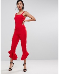 ASOS DESIGN Asos Jumpsuit With Square Neck And Frill Hem