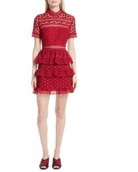 Red Ruffle Lace Dress