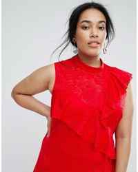 Asos Curve Curve Lace Ruffle Mini Rara Dress