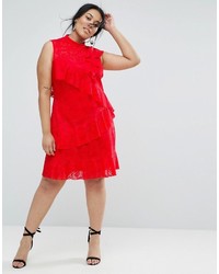 Asos Curve Curve Lace Ruffle Mini Rara Dress