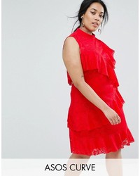 Asos Curve Curve Lace Ruffle Mini Rara Dress