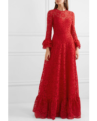 Valentino Ruffled Guipure Lace Gown