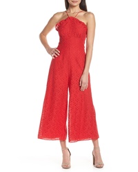 Red Ruffle Lace Jumpsuit