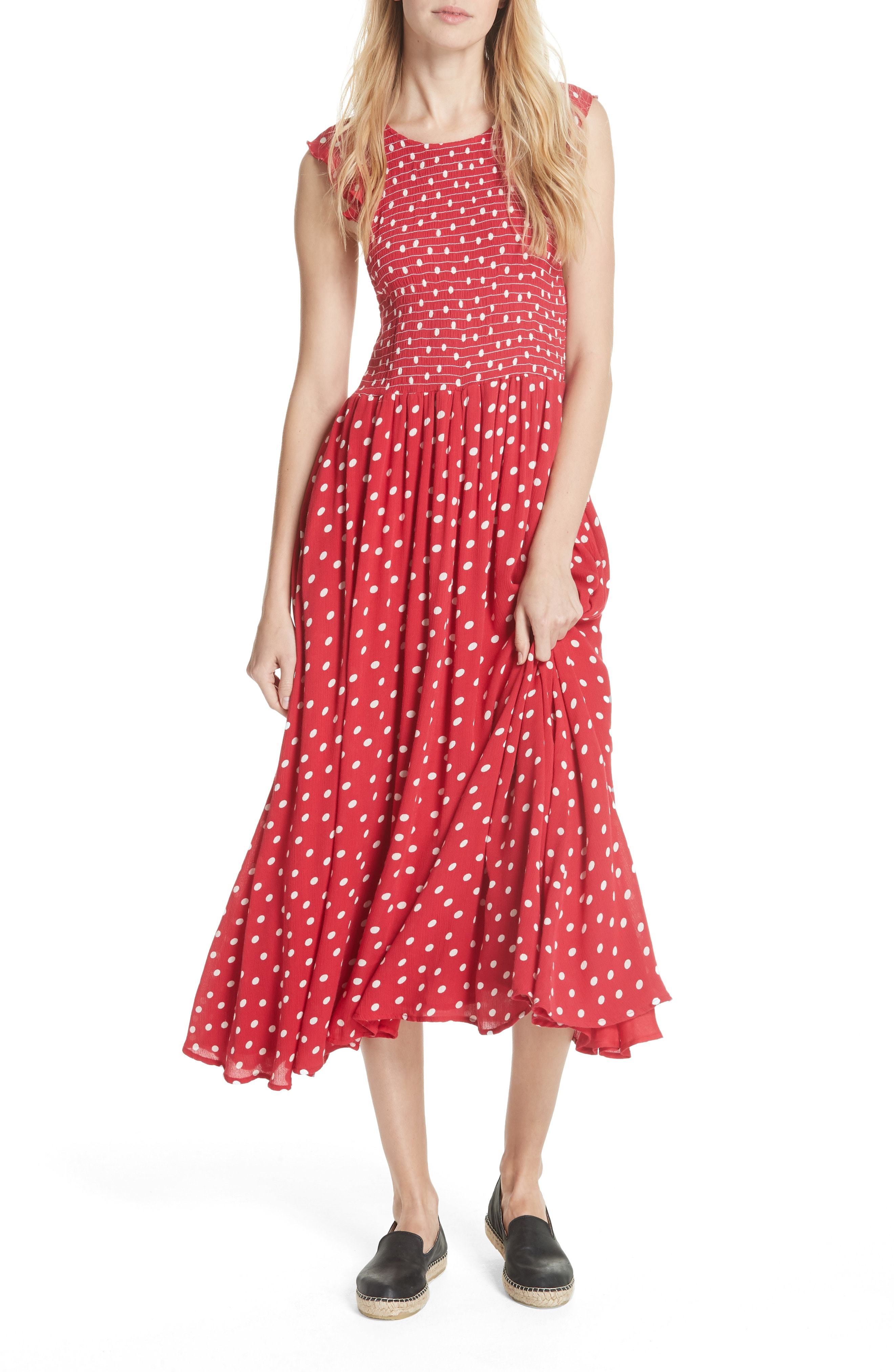 Free people red 2024 polka dot dress