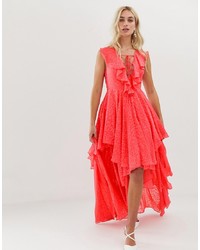 Y.a.s Ruffle Lace Up Maxi Dress