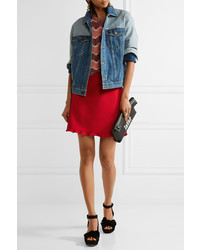 Miu Miu Ruffle Trimmed Cady Mini Skirt Red