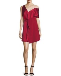 Diane von Furstenberg Asymmetric Sleeve Ruffled Front Mini Dress