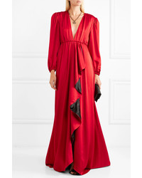 Gucci Ruffled Hammered Satin Gown