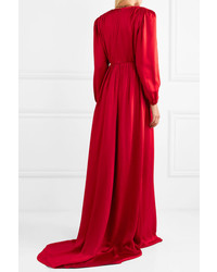 Gucci Ruffled Hammered Satin Gown