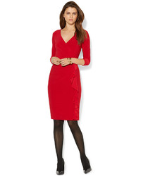 American Living Matte Jersey Ruched Surplice Dress