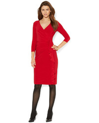 American Living Matte Jersey Ruched Surplice Dress