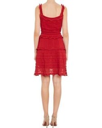 Lanvin Tiered Ruffle Dress Red
