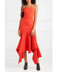 SOLACE London Veronique Less Asymmetric Crepe Midi Dress