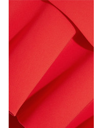 Moschino Boutique Ruffled Satin Crepe Mini Dress Red