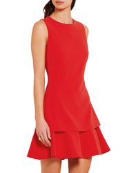Moschino Boutique Ruffled Satin Crepe Mini Dress Red